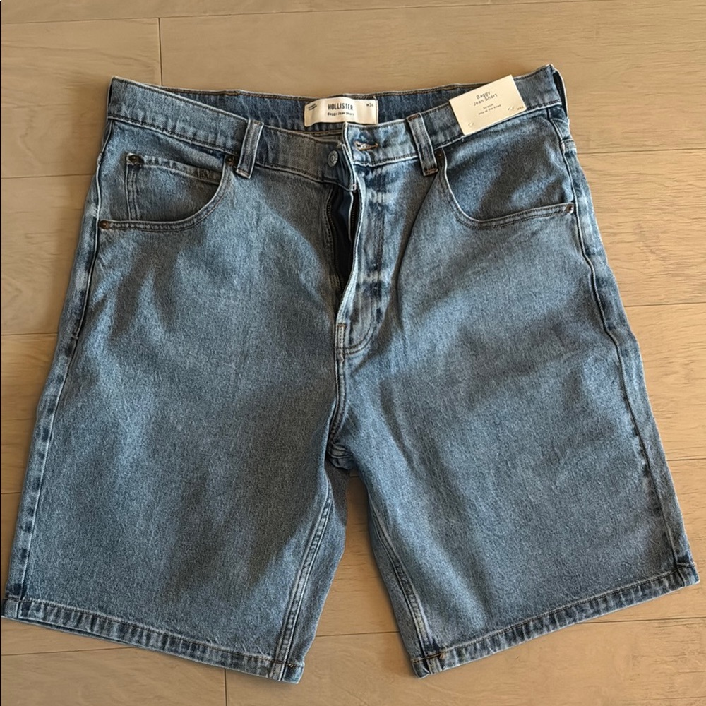 Hollister Light Blue Baggy Jean Shorts